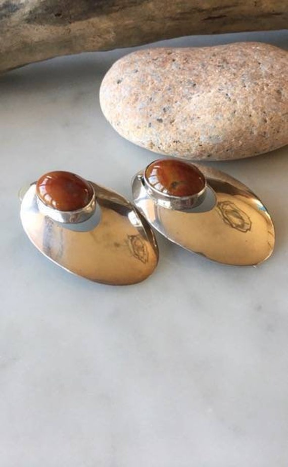 Vintage Native American Navajo Carnelian Earrings - image 4