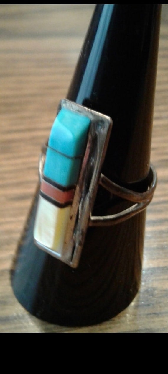 Vintage Native American Zuni Panteah Ring Size 9 … - image 1