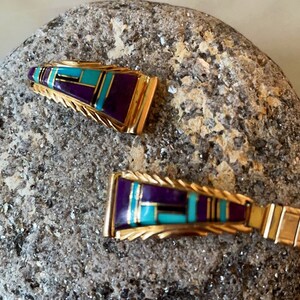 14K Gold Zuni Native American Watch Tips by Walley - Etsy display picture 2