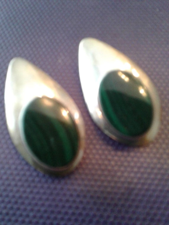 Vintage Native American Navajo Malachite Earrings - image 5