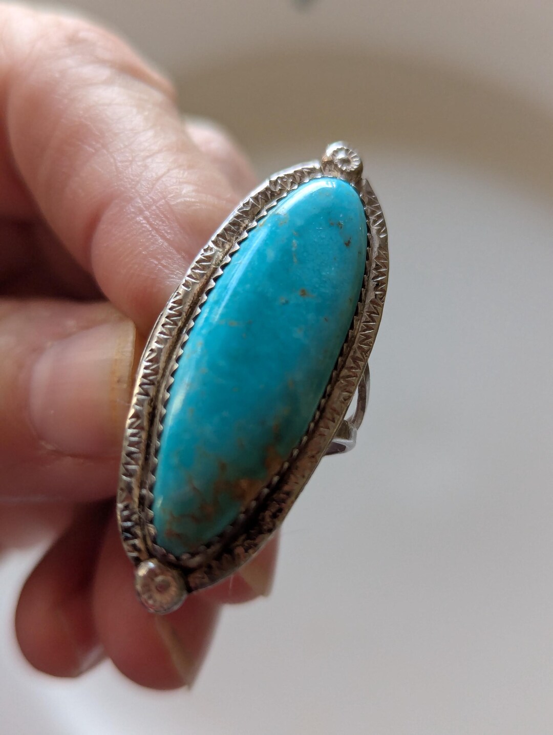 Vintage Native American Turquoise Ring Size 7 1/4 - Etsy