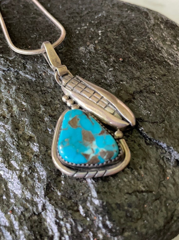 Vintage Native American Navajo Turquoise Pendant W