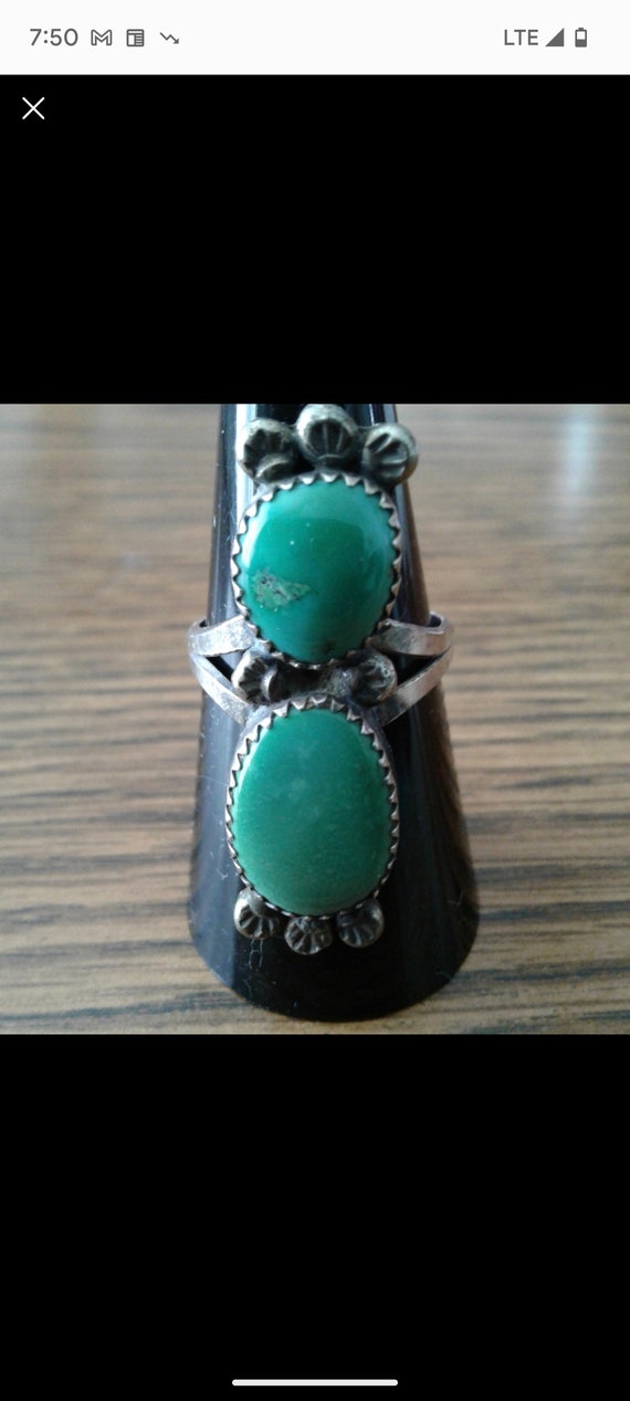 Vintage Native American Navajo Turquoise Two Stone