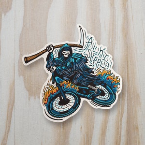 Grim Reaper Mountain Bike Sticker - Mountain Biker Decal
