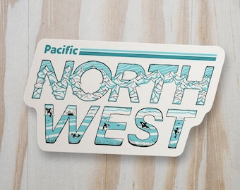 Pacific Northwest Sticker - Mountain and Orca Sticker