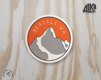 Seattle Sticker - Seattle Mountain Sticker - Seattle Decal