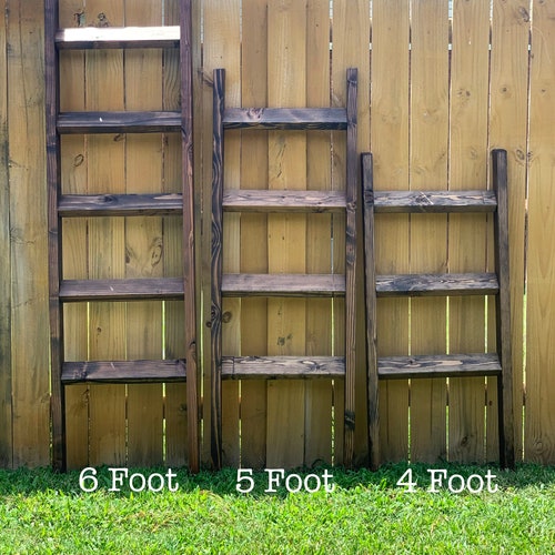 Rustic Wooden Farmhouse Blanket Ladder • Towel Ladder • shops Blanket and Towel Holder