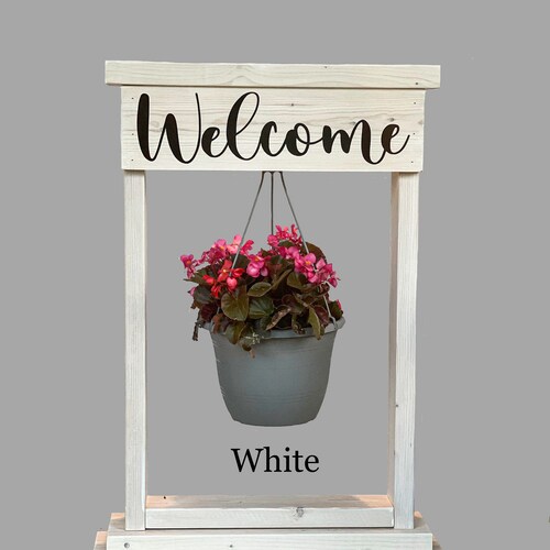 Welcome Planter • shops Welcome Sign • Hanging Basket Planter • Flower Welcome Planter • Rustic Farmhouse Front Porch Decor