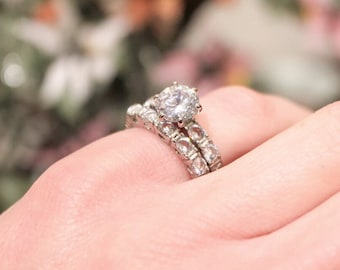 Set di anelli nuziali (fidanzamento, matrimonio, anniversario, compleanno, festa della mamma, San Valentino)