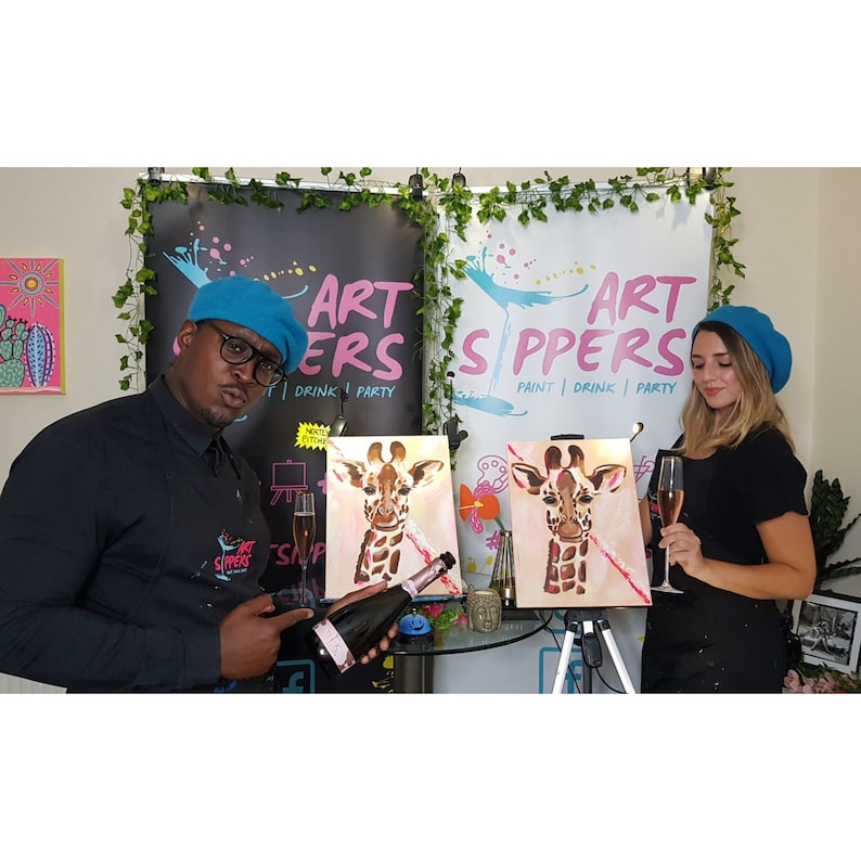 Paint & Sip at Home Deluxe Box Paint Kit Online Class Ticket Alcohol