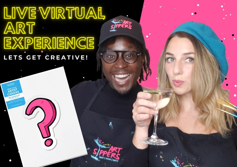 Paint & Sip at Home Deluxe Box Paint Kit Online Class Ticket Alcohol