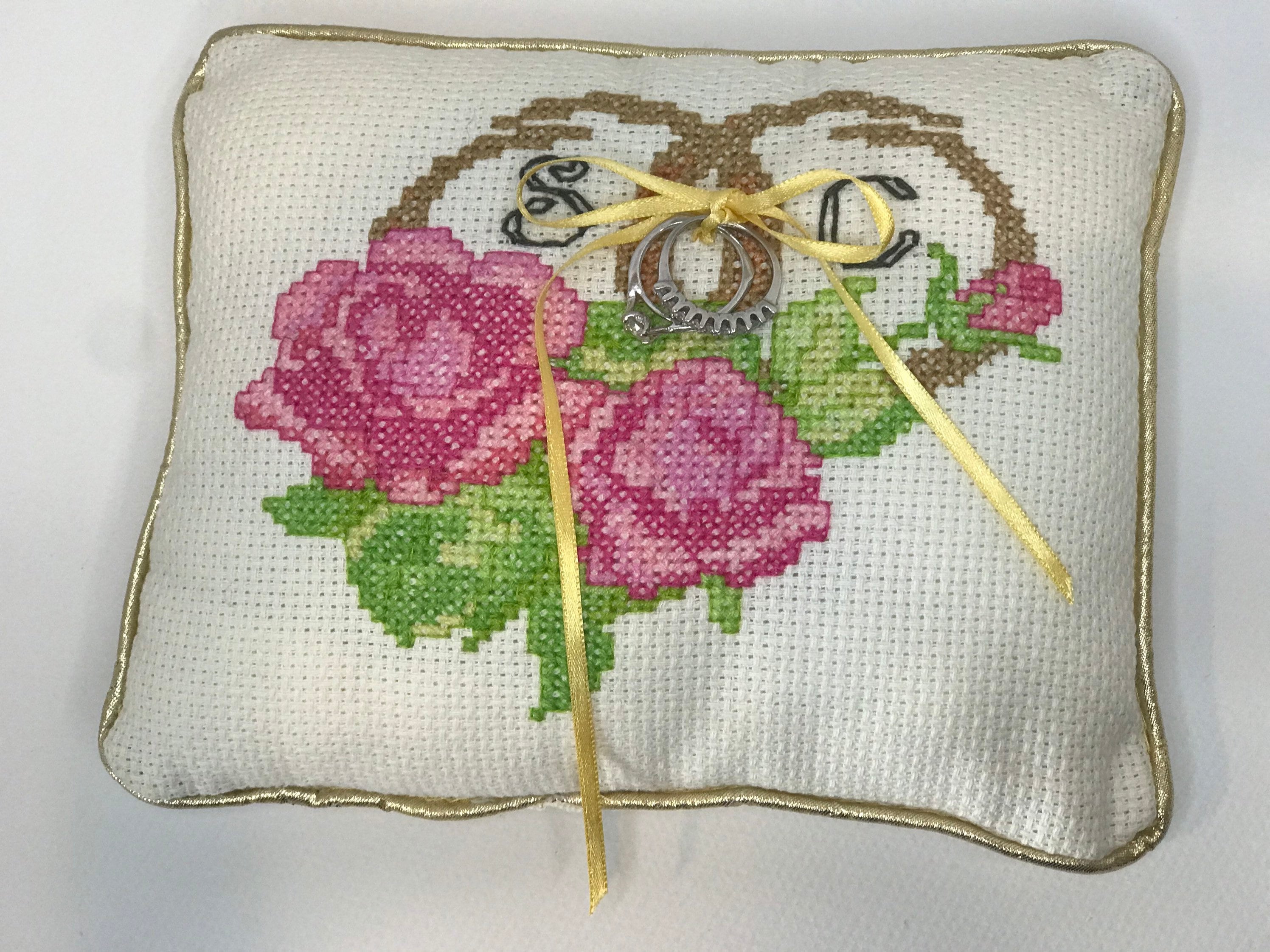 Custom Cross Stitch Handmade Ring Bearer Pillow Wedding Ring Etsy