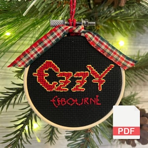 Ozzy Osbourne logo Cross Stitch Pattern Broderie, cadeau heavy metal, pdf téléchargement numérique