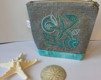 Beach cosmetic pouch, beach makeup bag / summer cosmetic bag