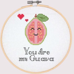 Romantische fruitwoordspeling, grappige Guava - Romantisch kruissteekpatroon - Vriend vriendin echtgenoot vrouw, romantisch