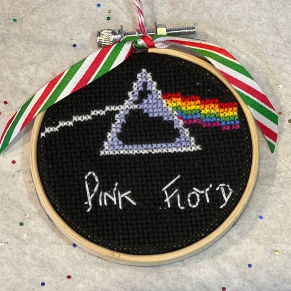 Pink Floyd Cross Stitch Pattern, the dark side of the moon, PDF digital download, Christmas pink floyd, Pink floyd ornament