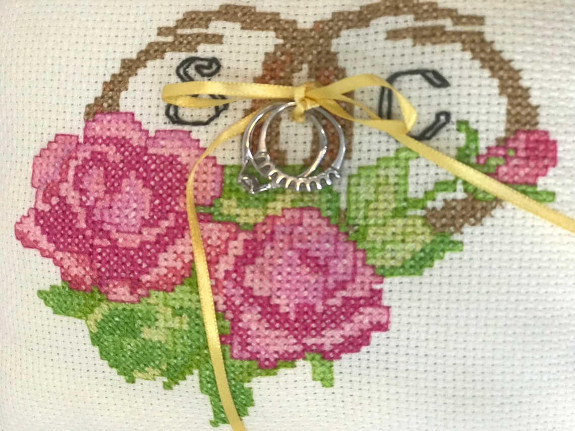 Custom Cross Stitch Handmade Ring Bearer Pillow Wedding Ring Etsy