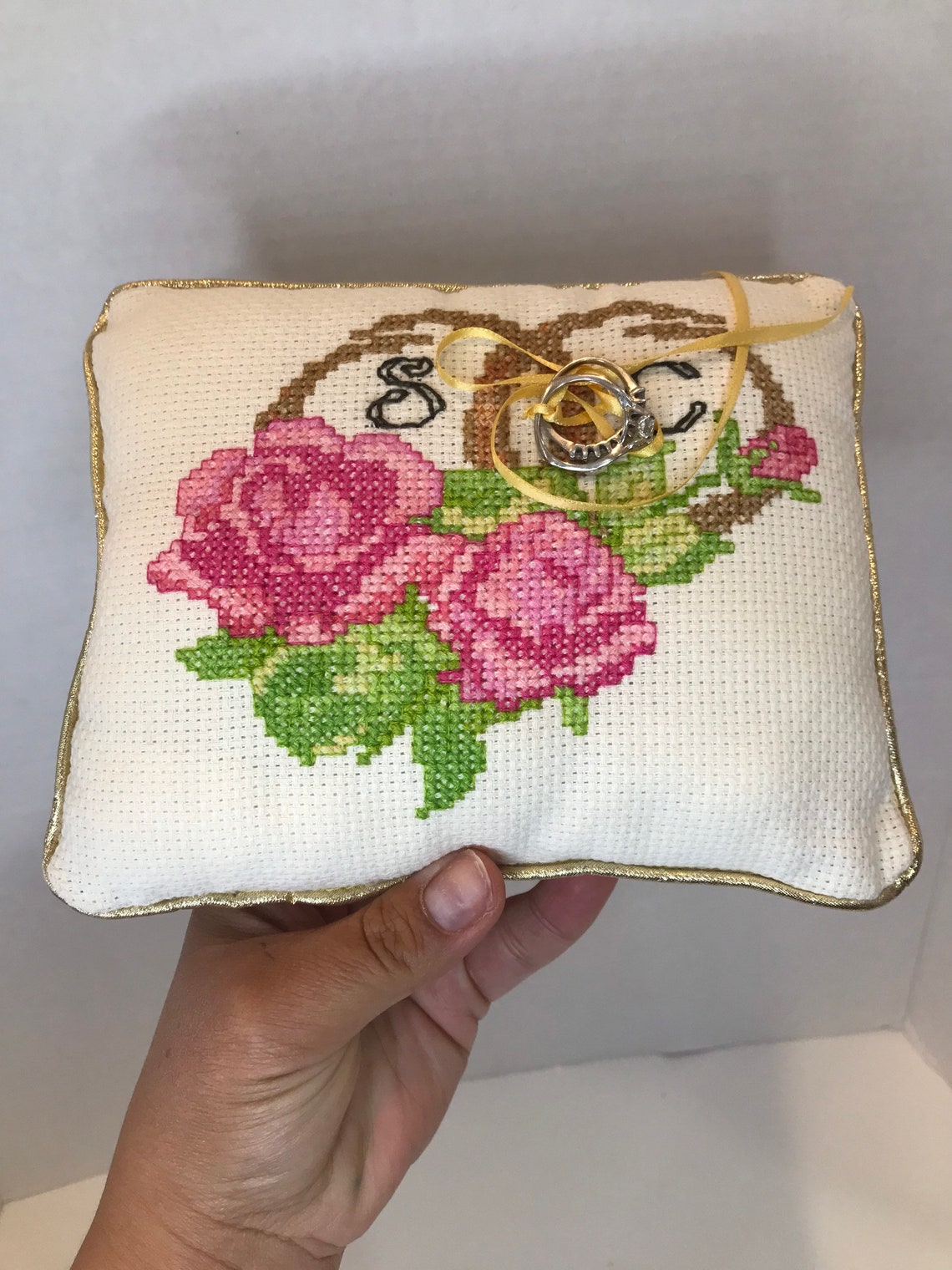 Custom Cross Stitch Handmade Ring Bearer Pillow Wedding Ring Etsy