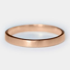 3mm 14k Rose Gold Matte Brushed Plain Flat Wedding Band, Comfort Fit