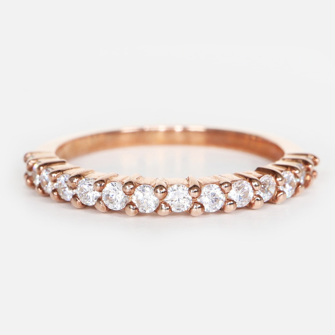 14K Gold Diamond Eternity Wedding Band, Modern Ring - Etsy