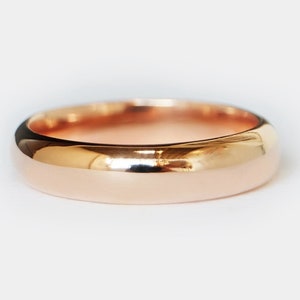 5mm 14k Rose Gold Band, Polished Classic Wedding Band, His and Hers Ring