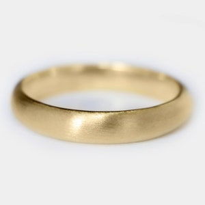 4mm 14k Gold Band Matte Brushed Plain Rounded Dome Wedding Band, Comfort Fit