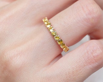 Yellow Sapphire Ring, Yellow Sapphire Eternity Band, Yellow Sapphire Wedding Band, Stacking Band, Full Eternity Band, Half Eternity Band