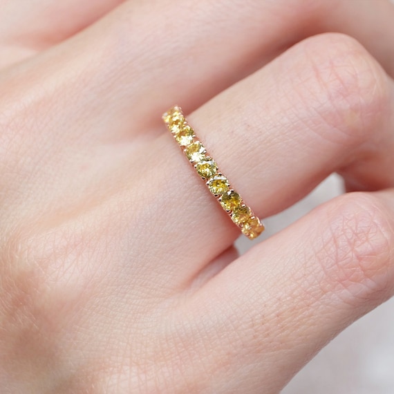 Yellow Sapphire Ring, Yellow Sapphire Eternity Band, Yellow Sapphire Wedding Band, Stacking Band, Full Eternity Band, Half Eternity Band