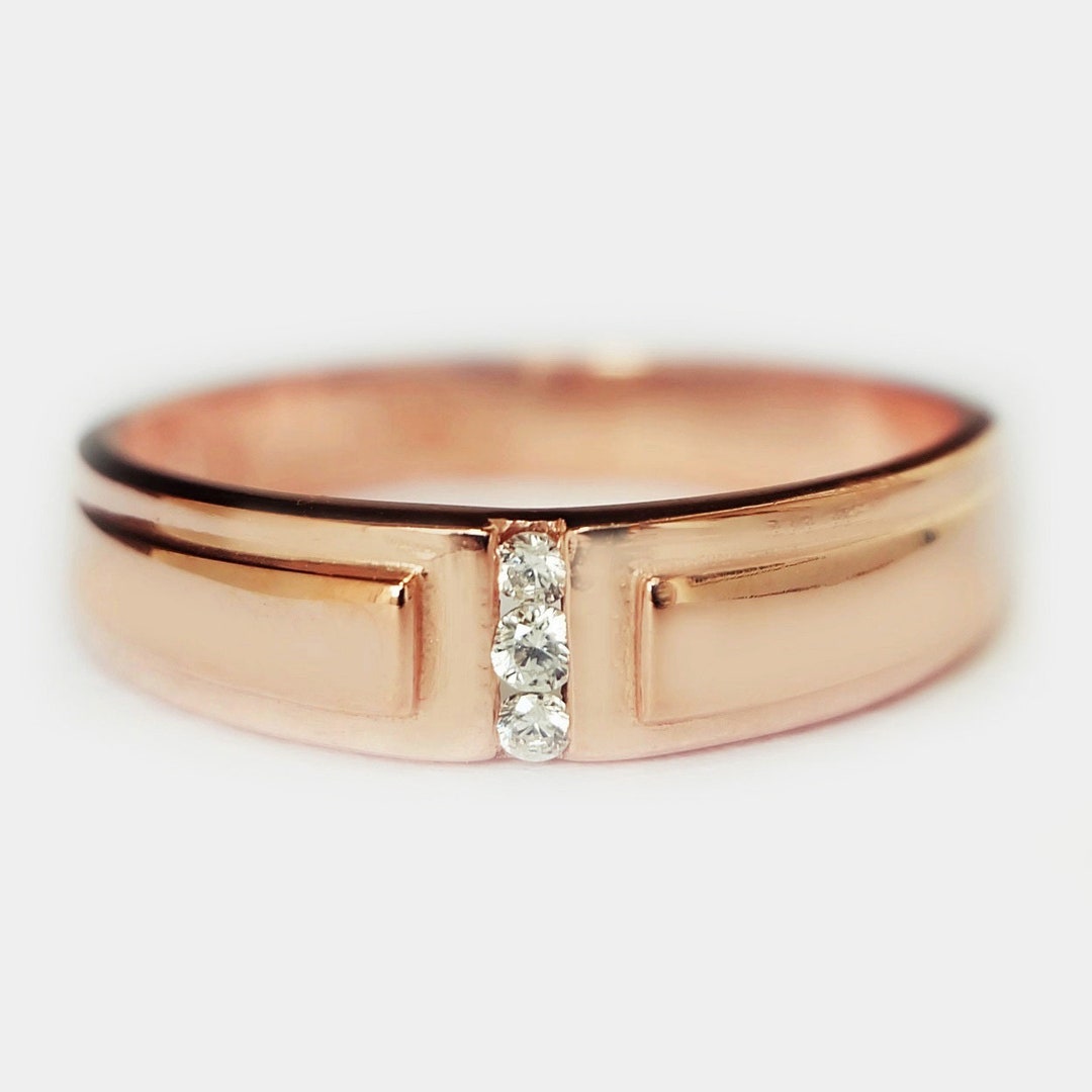 14k Rose Gold Eternity Diamond Wedding Band Ring - Etsy