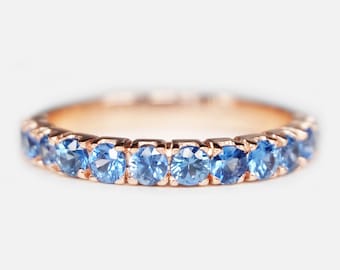 Cornflower Blue Sapphire Eternity Ring 3mm, Blue Sapphire Wedding Band, Eternity Band, Wedding Band, Sapphire Ring, Blue Sapphire Band