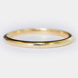 2mm 14k Gold Band Plain Polished Rounded Dome Wedding Band, Comfort Fit
