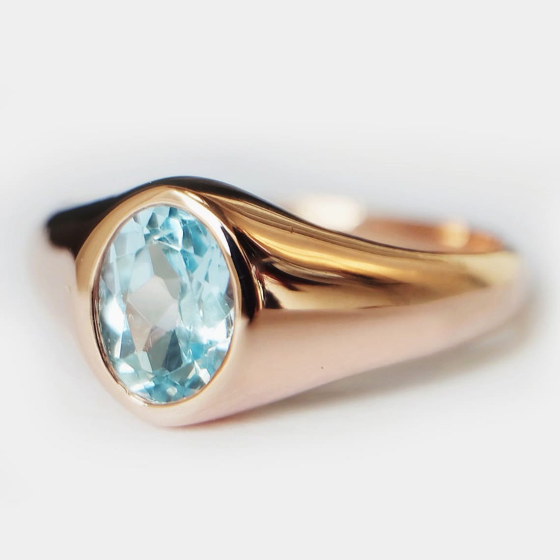 Men's 14k Gold Aquamarine Ring Men's Wedding Etsy