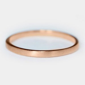 2mm 14k Rose Gold Matte Brushed Plain Flat Wedding Band, Comfort Fit
