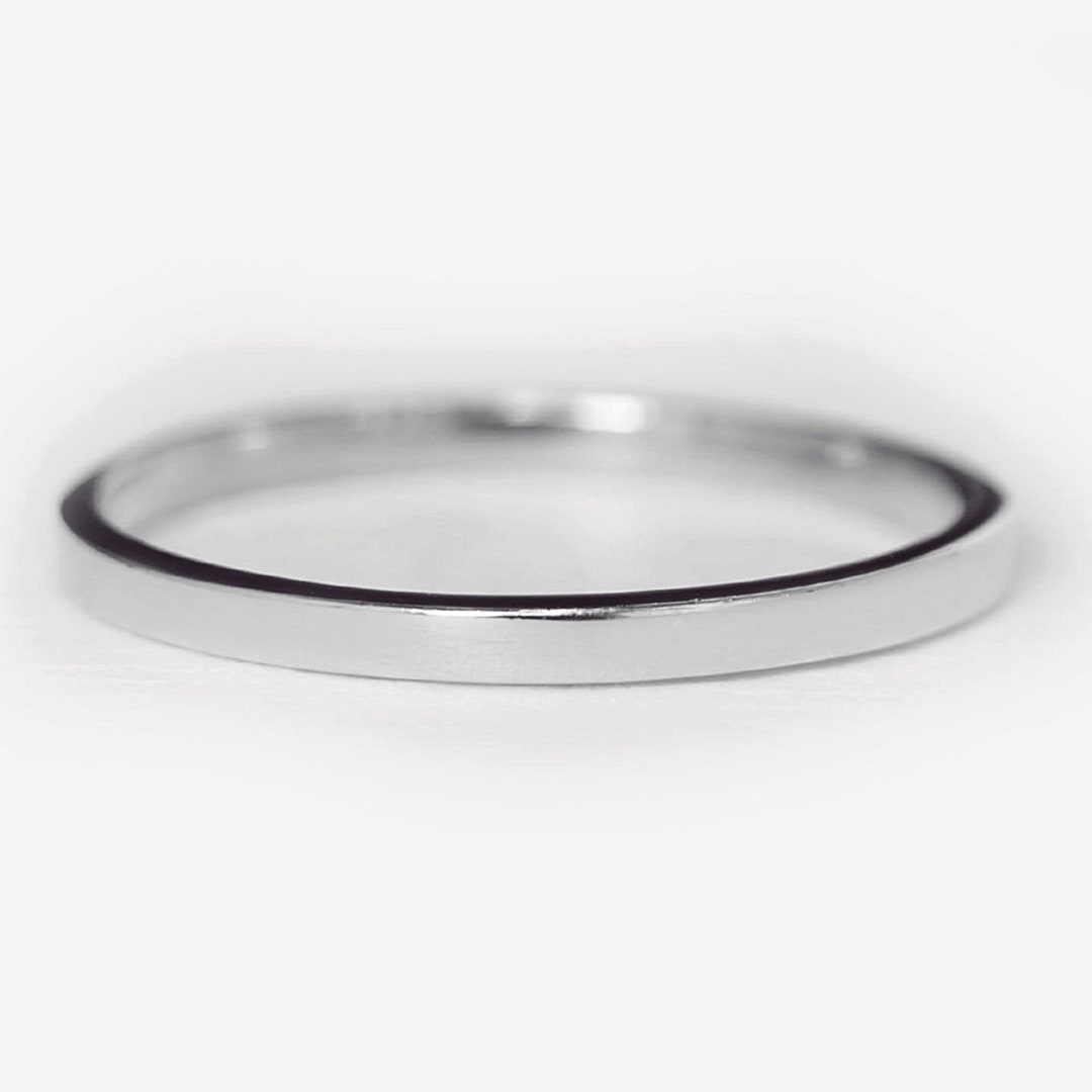 2mm 14k Wei gold Poliert Schlichte Flache Ehering Ring Comfort Fit 2mm-14k-wei-gold-poliert-schlichte-flache-ehering-ring-comfort-fit