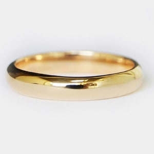 4mm 14k Gold Plain Polished Rounded Dome Wedding Band, Comfort Fit