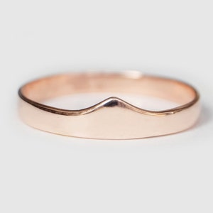 Thin Rose Gold Chevron V Ring, Curved Rings For Women, Delicate Thumb Ring, Minimalist 14K Rose Gold Ring, Chevron Ring, Women Wedding Band