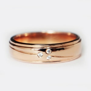 14k Rose Gold Diamond Wedding Band, Anniversary Band, Gift For Her