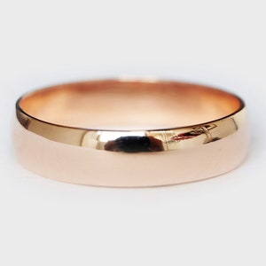 Timeless 14k Rose Gold Polished Ring for Women, Rounded Dome Band, Wedding Ring, Simple Band