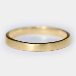 3mm 14k Gold Matte Brushed Flat Plain Wedding Band Ring, Comfort Fit