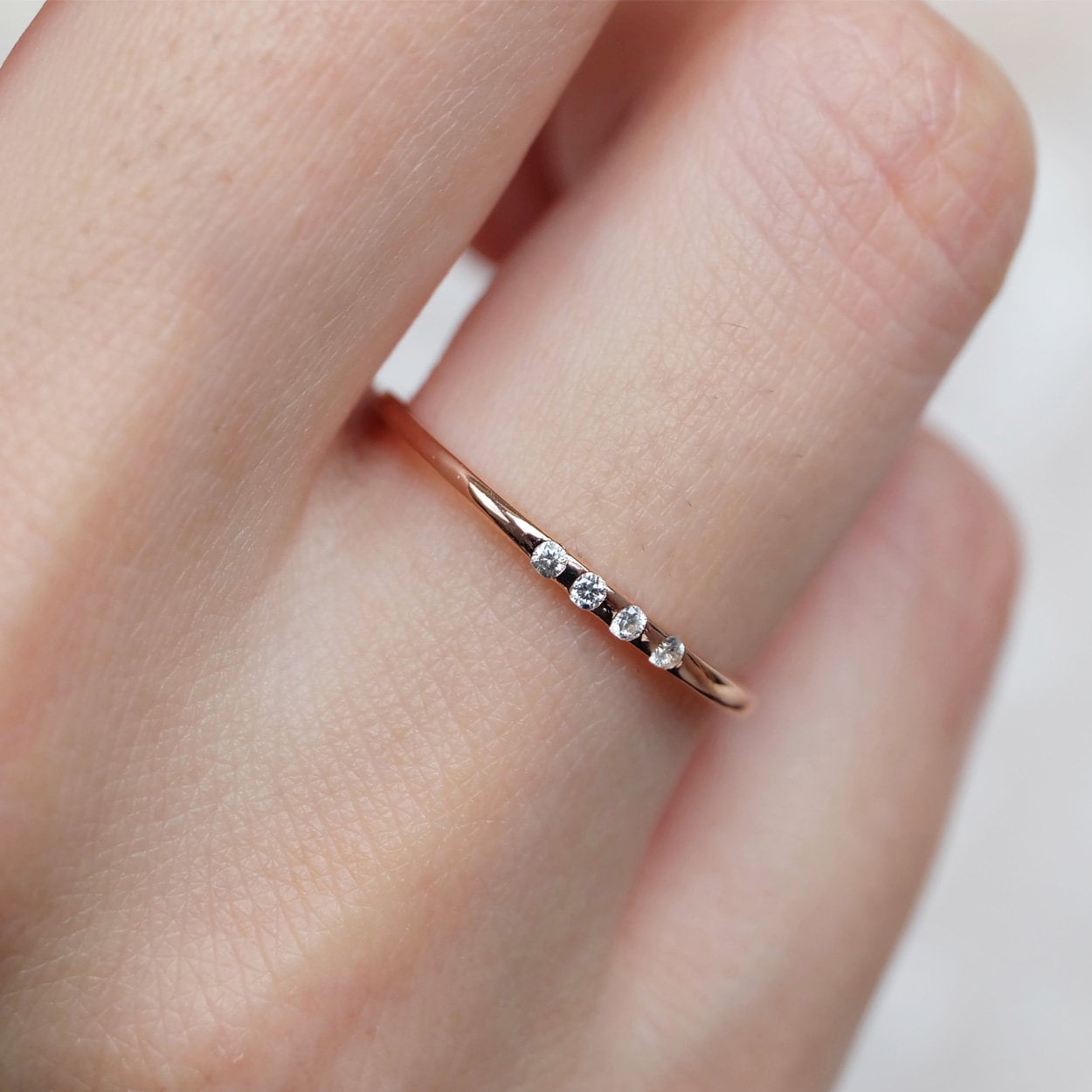 Echt Gold 585 14 Kt Weißgold Schlichter Schmaler Dünner Vorsteck Ring Glänzend