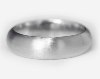 6mm 14k White Gold Matte Brushed Classic Wedding Band, Couple Ring