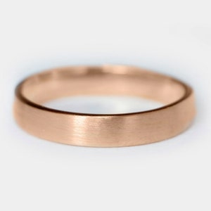 4mm 14k Rose Gold Matte Brushed Plain Flat Wedding Band, Comfort Fit