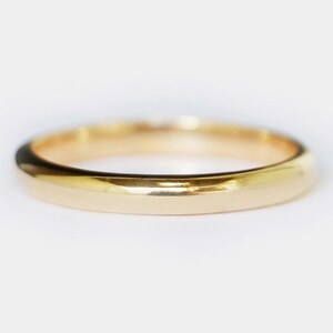3mm 14k Gold Polished Plain Round Dome Wedding Band, Classic Ring