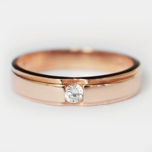 Anillo de boda de diamantes para hombre de oro de 14 k, anillo de aniversario para él,