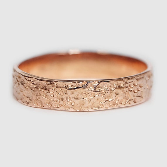 Rustic 14k Gold Band Mens Wedding Ring Tree Bark Organic - Etsy