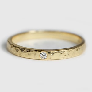 Solid Gold Ring For Women, Wedding Band, Hammered Gold Ring, Textured Ring, Unique Wedding Band, Simple Gold Ring, Rough Gold Ring, Band