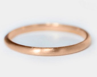 2mm 14k Rose Gold Matte Brushed Plain Rounded Dome Wedding Band, Comfort Fit