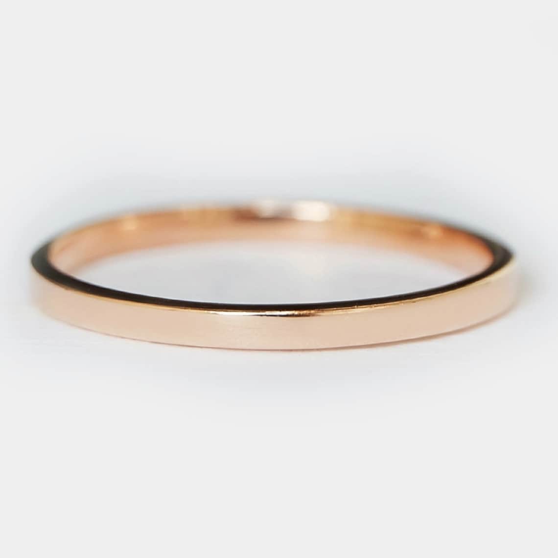 2mm 14k Rose Gold Polished Flat Plain Wedding Band Ring Etsy Singapore