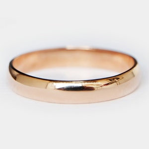 14k Rose Gold Polished Plain Rounded Dome Wedding Band, Women&#39;s Wedding Ring