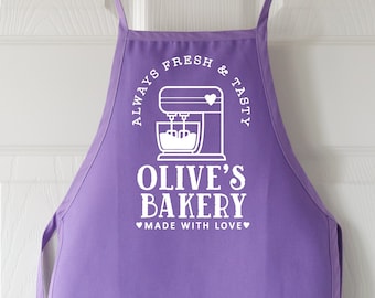 Personalized Toddler Kitchen Mixer Aprons Kids Age 2-5, Childrens Custom Baking Gifts For Girls, Bakery Shop Child Baker Chef Cotton Apron